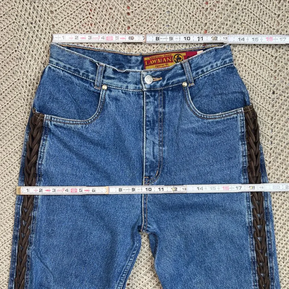 Vintage Western Law Man Slim Fit Blue Jeans 9 - Size 26 x 33‎